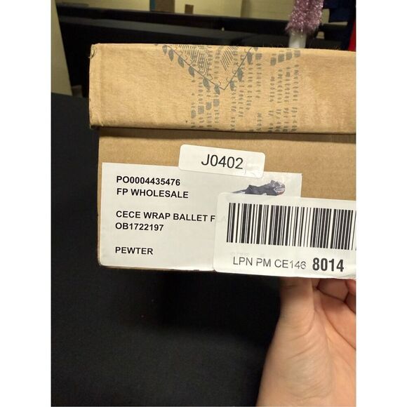 New Free People Cece Pewter Wrap Ballet Flats 8 - Picture 6 of 6